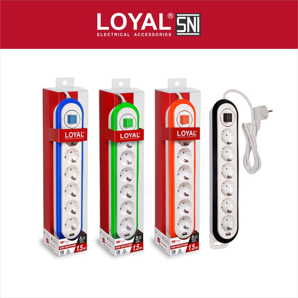 

Loyal Stop Kontak + Kabel 1.5M. 6 Lubang +1 USB HUB 3.0 (LY-266USB)
