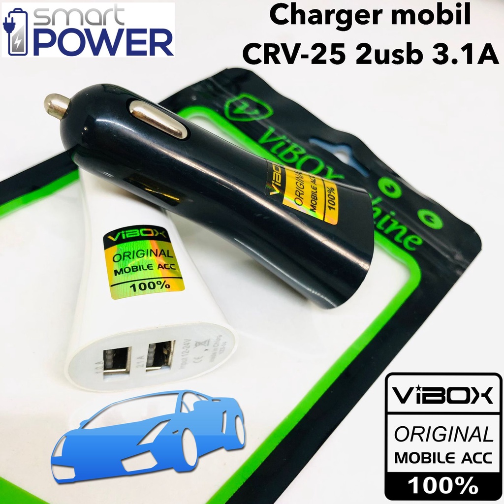 CAR CHARGER SAVER 2IN1 vibox crv25 USB VEHICLE CHARGER 2 PORT USB + PACK