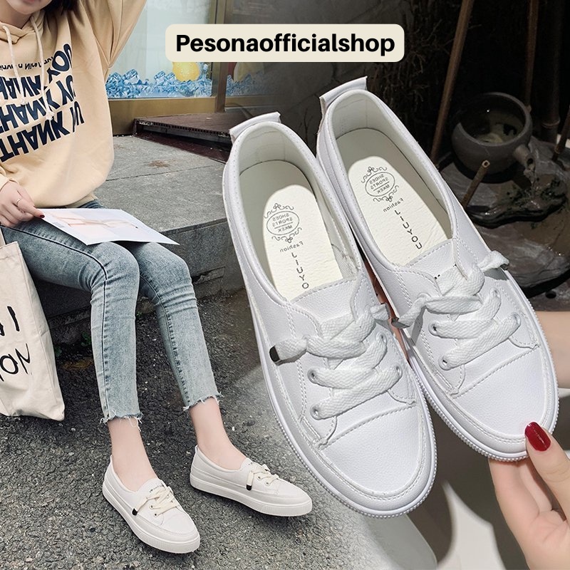 COD POS 3103 Sepatu Sneakers casual shoes sepatu wanita kanvas Putih Beige