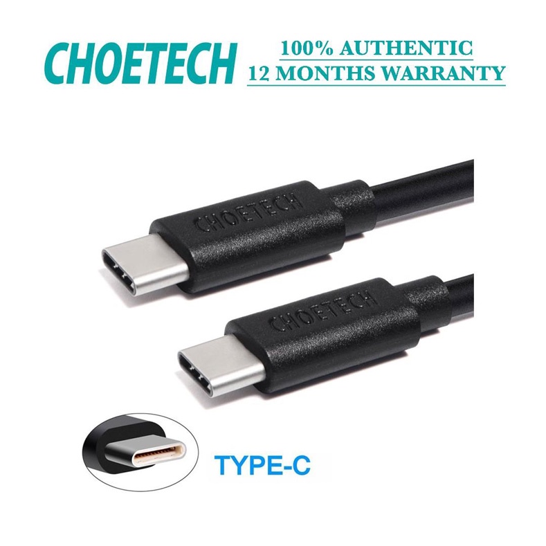 CHOETECH Kabel Charger USB Type C to Type C 1 Meter - CC0002 - Black