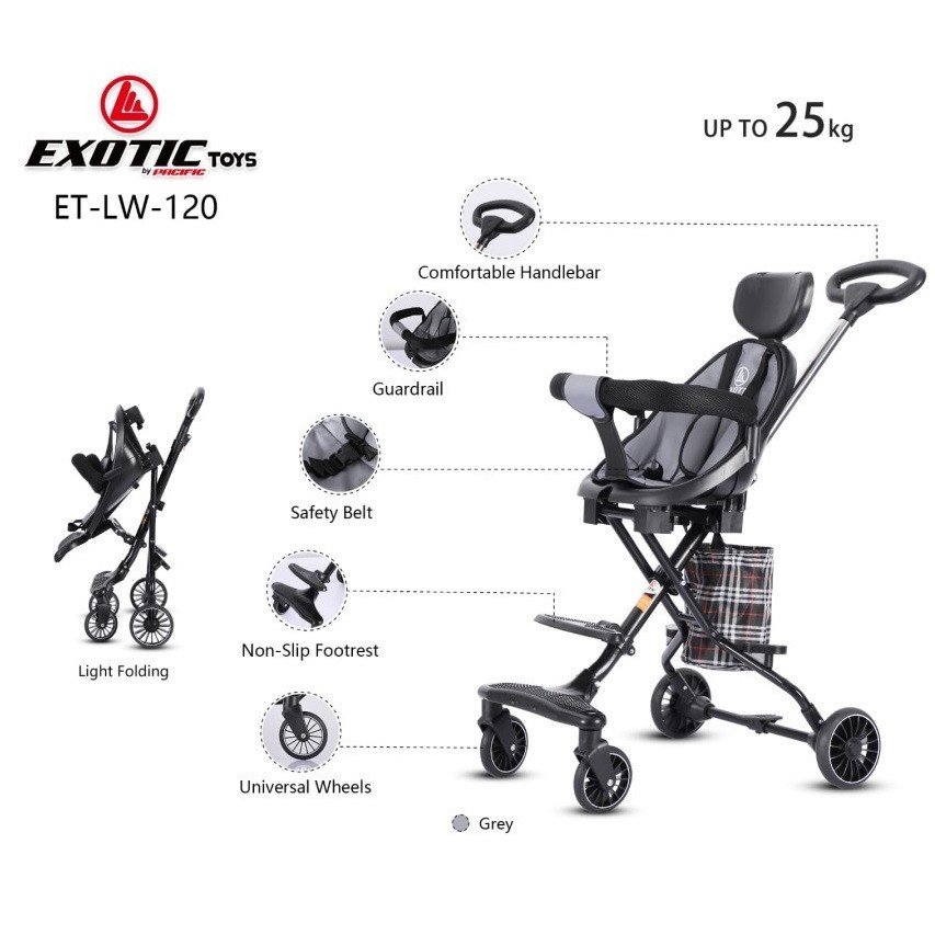 Stroler Anak Bayi Balita Kursi Dorong Micro Stroller Trike Exotic ET LW120 Lipat Garansi SNI-1