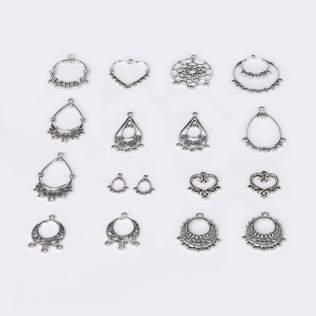 10pcs / Lot Liontin Bahan Metal Alloy Warna Silver Gaya Vintage Antik Untuk Membuat Perhiasan Anting