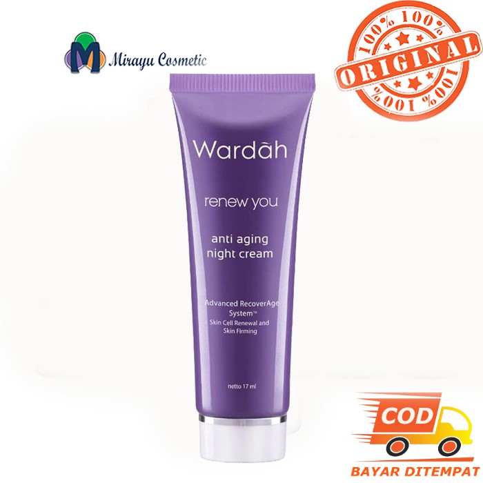 Wardah Renew You Anti Aging Night Cream 17ml Cream Malam Flek Hitam Penuaan Kerutan Moisturizer