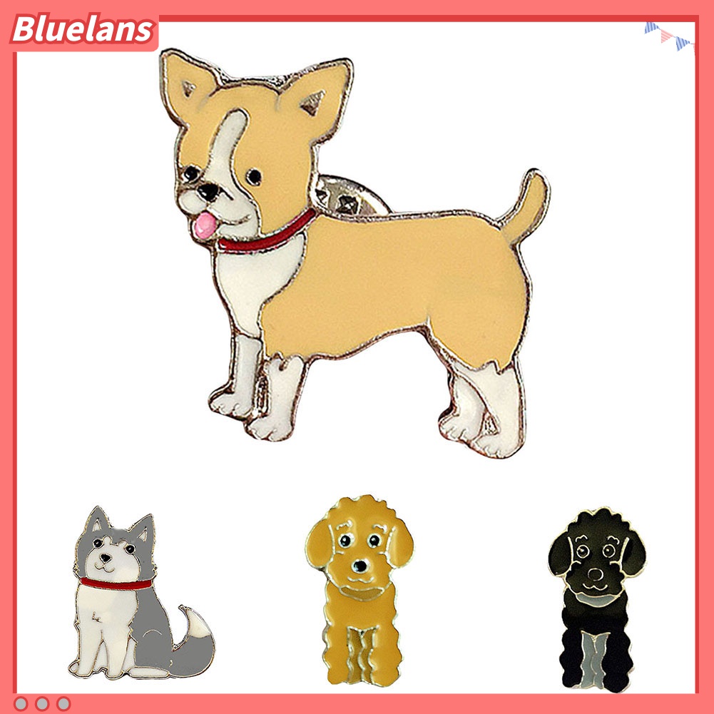 Bros Pin Enamel Bentuk Hewan Anjing Lucu Untuk Kerah Jaket Kemeja