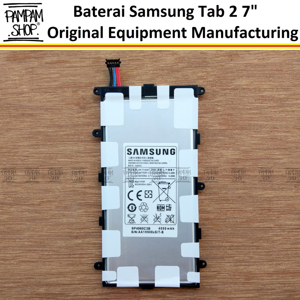 Baterai Samsung Tablet Tab 2 P3100 P3110 7 Inchi SP4960C3B Original OEM Batre Batrai Inci Inch