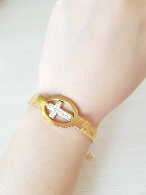 Gelang Tangan Salib Gold &amp; Silver Import Antikarat Selamanya