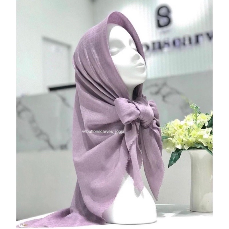 Preloved Buttonscarves Tapis Embossed Rhubarb