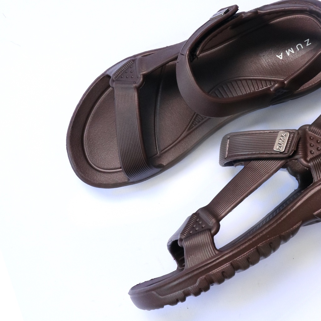 Zuma Men Rocky 3 Brown, Sandal Gunung Pria Karet Polos - Cokelat