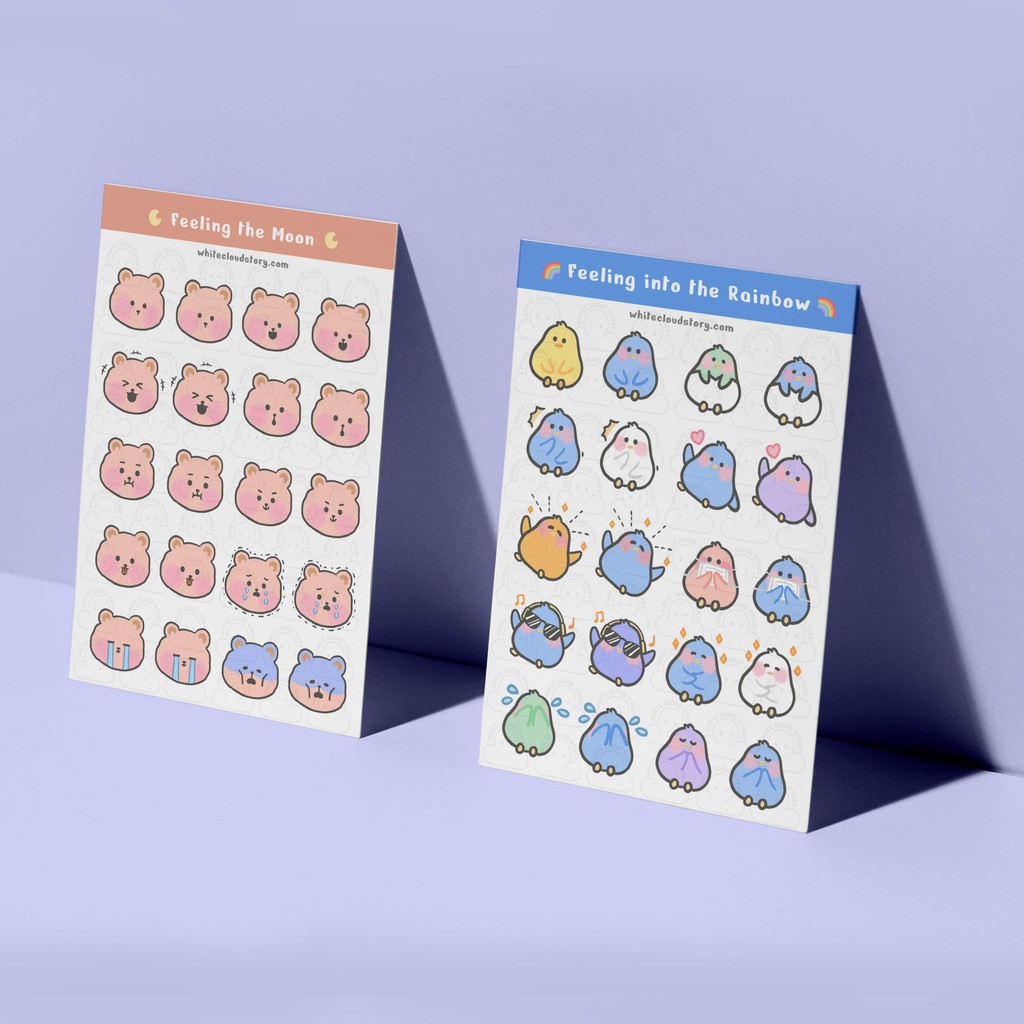 

White Cloud Story Clooverse Emoticon Vynil Sticker Sheet
