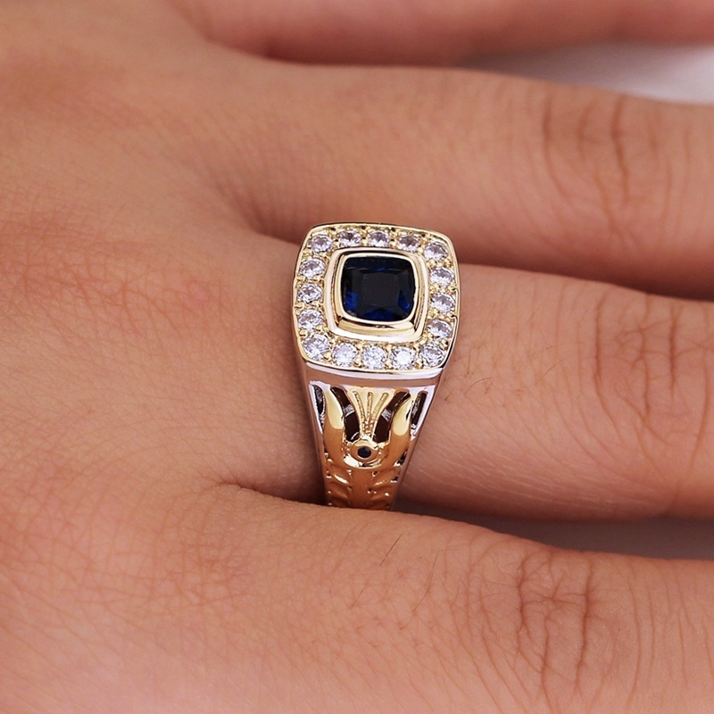 Cincin Emas Hias Batu Permata Biru Untuk Wanita