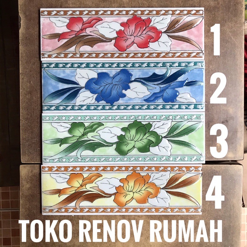 lis keramik 25cm motif bunga/ list keramik/ keramik dinding dapur/ keramik dinding kamar mandi