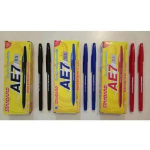 Pulpen Standard AE7 05 Hitam Biru Merah - 1 Lusin / 12 Pcs