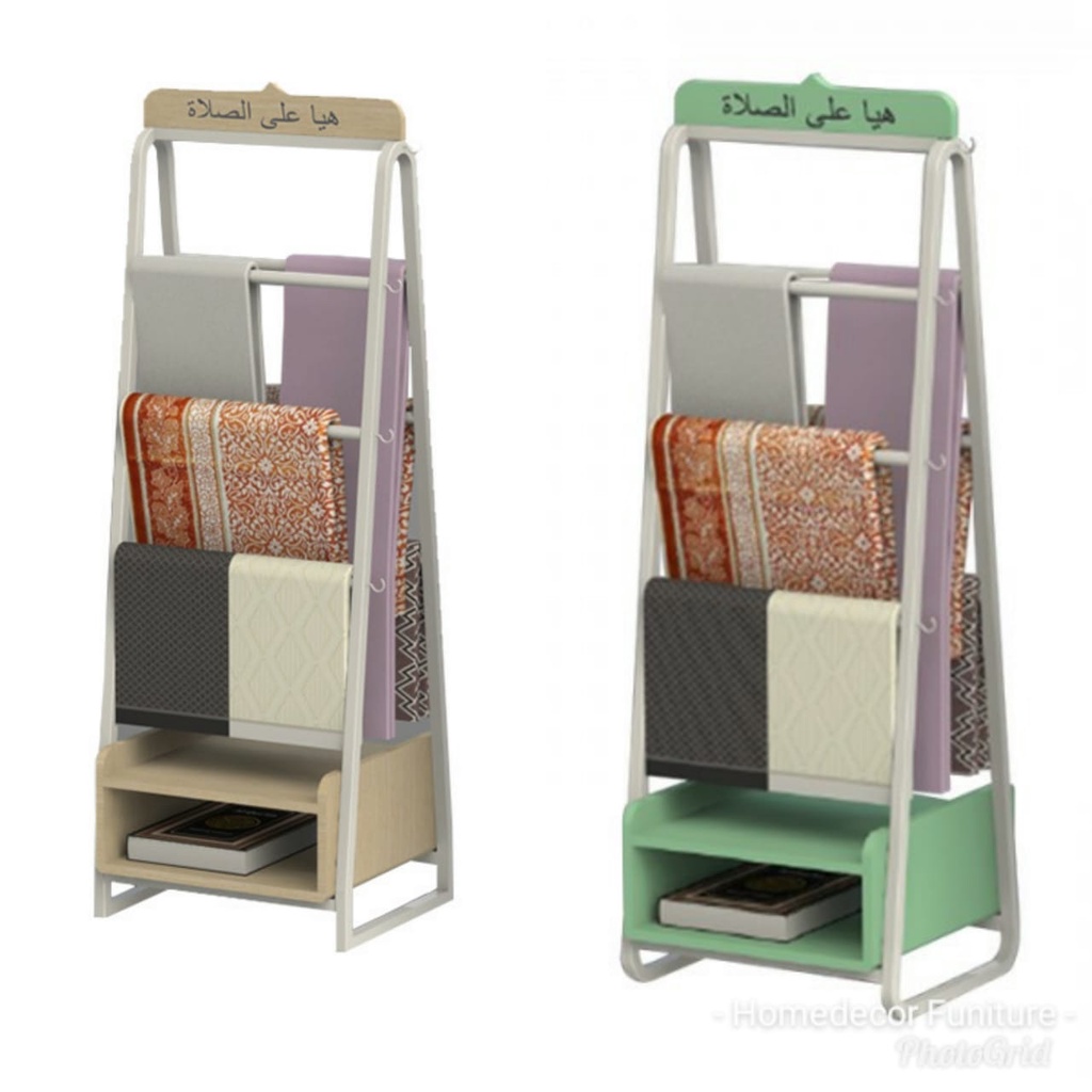 RAK GANTUNGAN SAJADAH MUKENAH AL QURAN MULTIFUNGSI METAL HIJAU NETRAL ATRIA SHAKIR