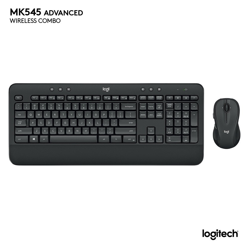 Logitech MK540 Advanced Wireless Keyboard dan Mouse Combo untuk Windows, 2.4 GHz Unifying USB-Receiver, Multimedia Hotkeys, Daya Tahan Baterai hingga 3 Tahun untuk PC, Laptop