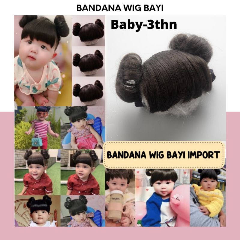 Bandana Wig Bayi Rambut Palsu Lucu Import Poni Lembut