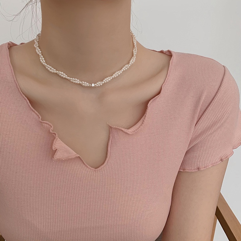 Entangle Pearl Crystal Necklace Korean Elegant Choker Fashion Jewelry Accessories