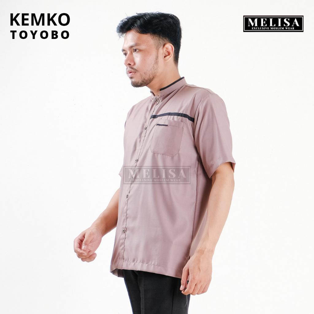 Baju Koko Pria Kemko Lengan Pendek Bahan Katun Toyobo Motip Simpel Dan Elegan Size M L XL Baju Muslim Polos Promo Baju Muslim Terbaru-Warna Dusty