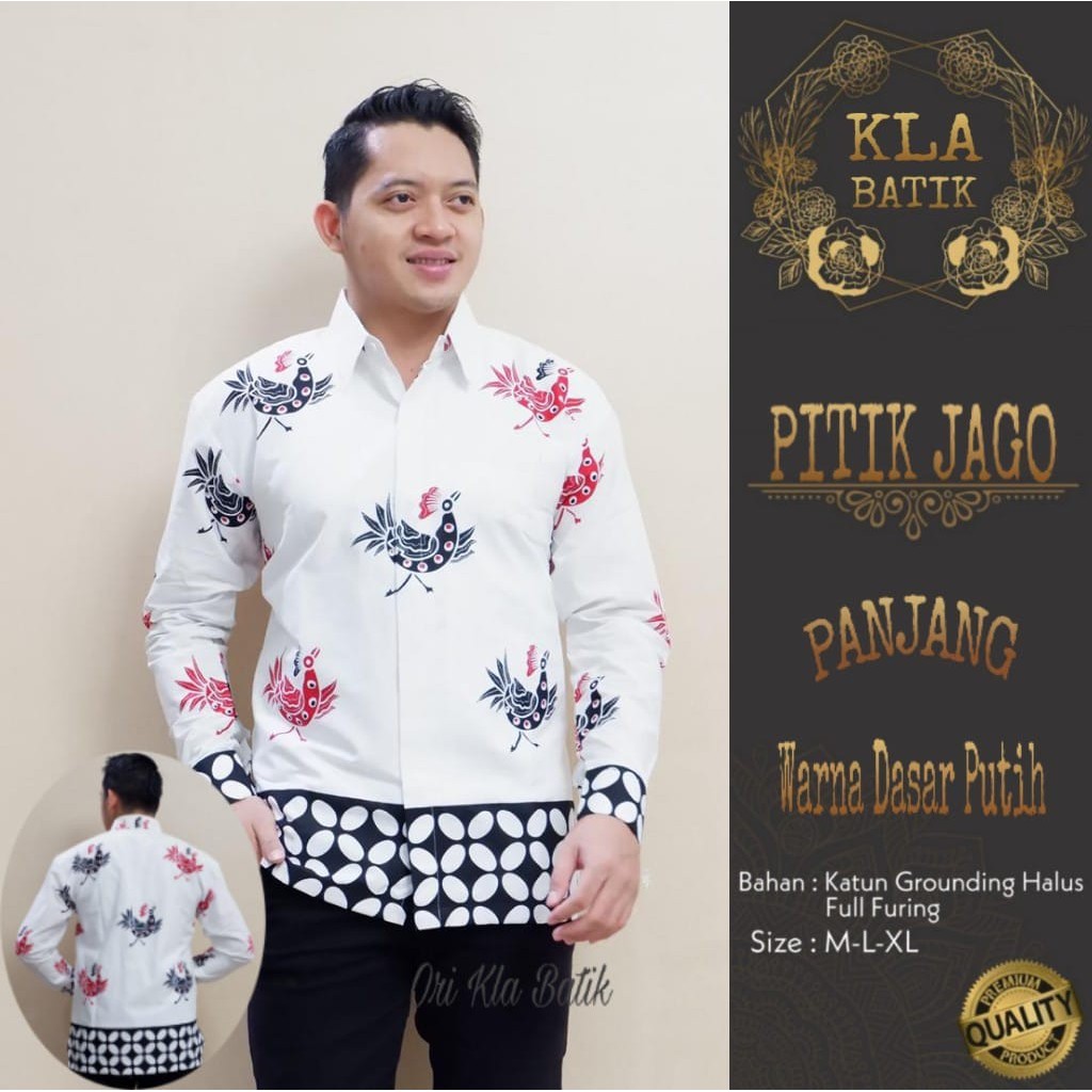 BATIK PUTIH BAJU kemeja batik pria lengan panjang terbaru ORIGINAL  PENDEK modern PREMIUM