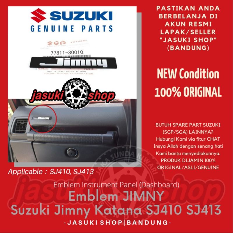 Emblem Dashboard Dasbor Suzuki Jimny Katana Samurai SJ410 SJ413 Asli Ori Original SGP