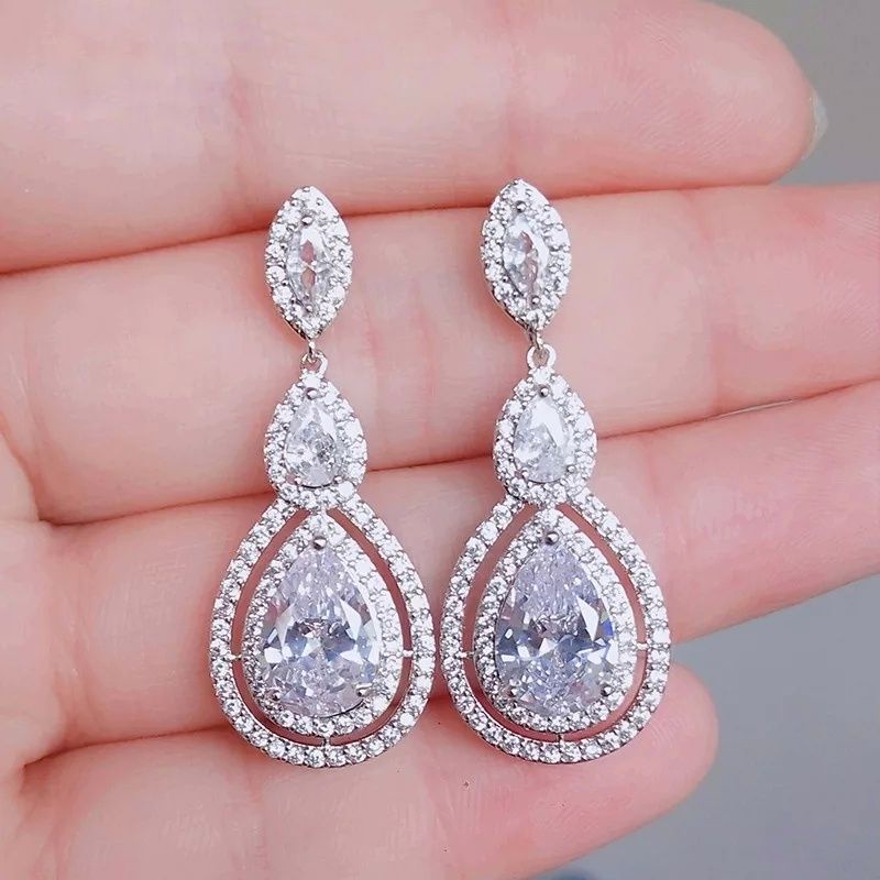 Anting zircon premium wedding earring