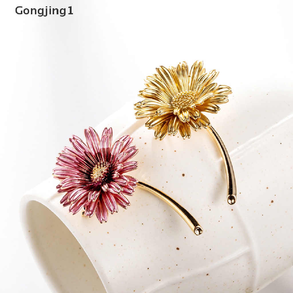 Gongjing1 Bros Pin Enamel Bentuk Bunga Aster Untuk Wanita