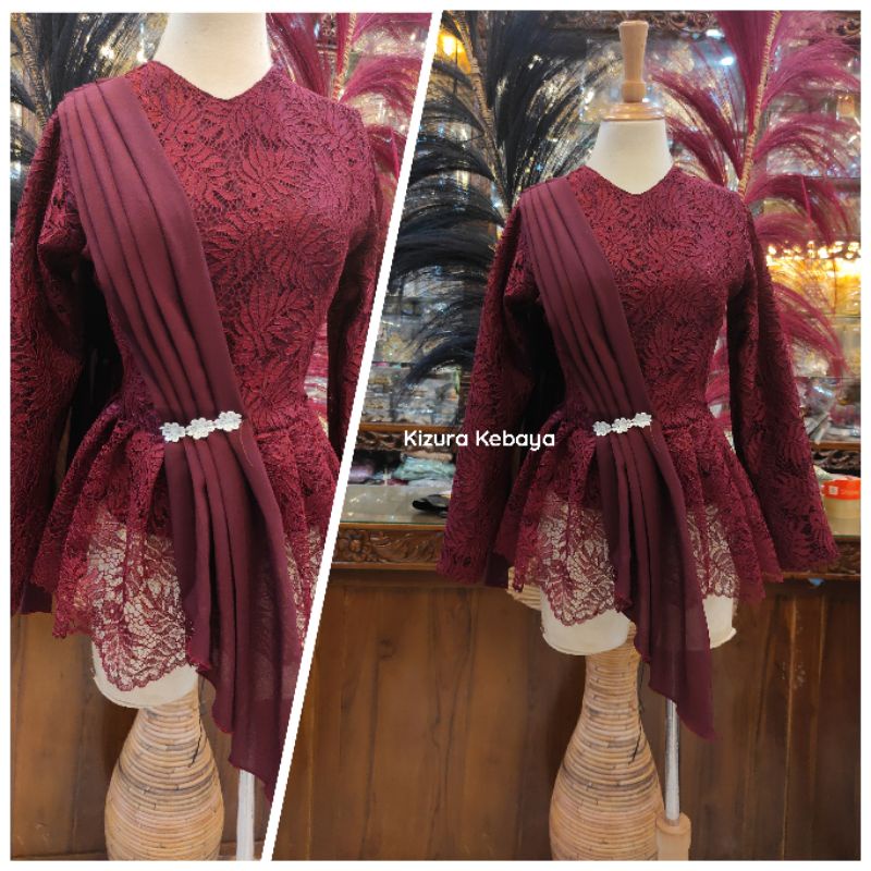 Baju Kebaya Wisuda/Kebaya Modern Atasan-Maron