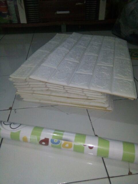 (cod ) Paket 5 Pcs Wallpaper Dinding Foam Motif Bata Matte Dan Glossy  3d Ukuran 70x77 Cm