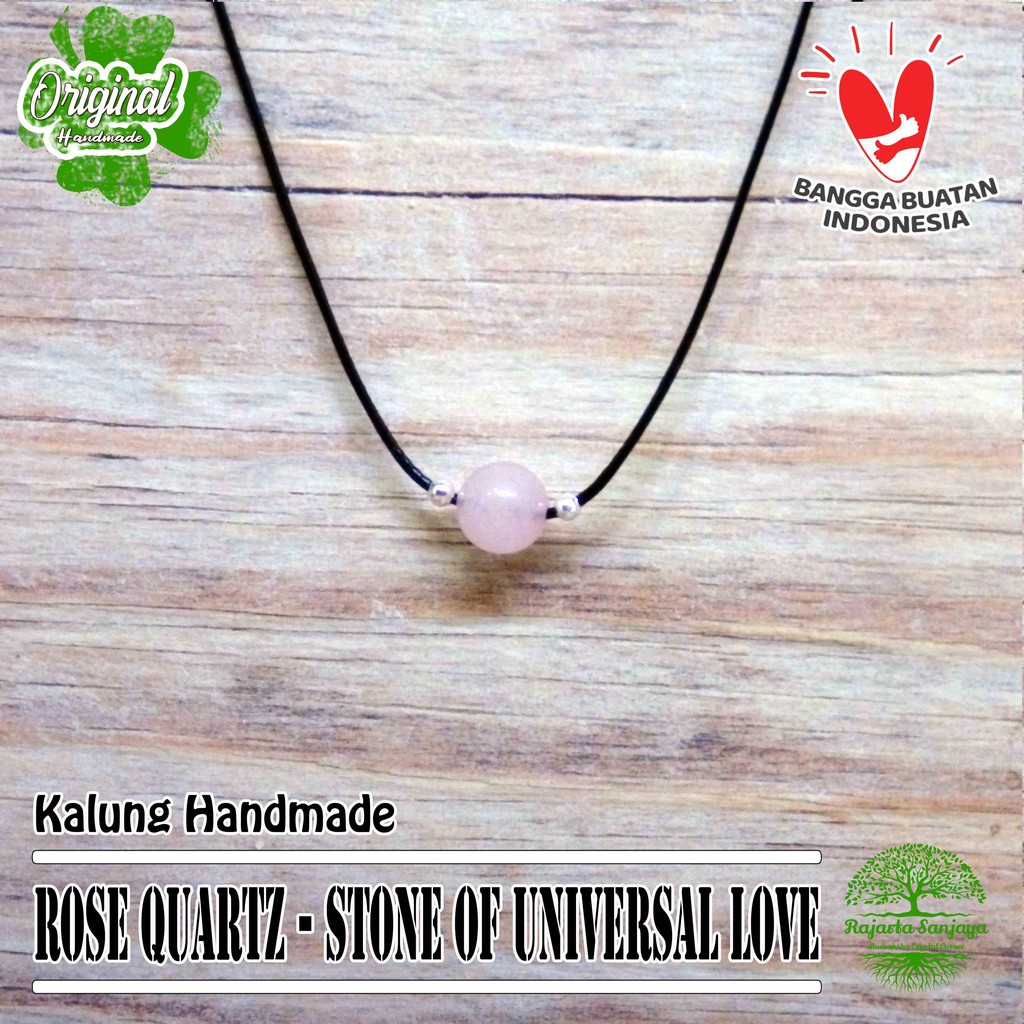 KL-03 Kalung Batu Handmade Rajarta Batu Rose Quartz Stone Of Universal Love