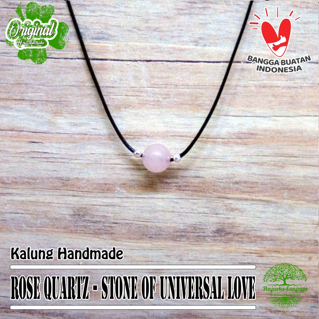 KL-03 Kalung Batu Handmade Rajarta Batu Rose Quartz Stone Of Universal Love