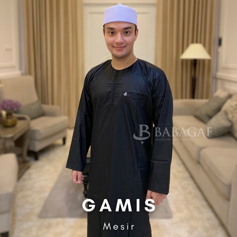 Gamis Mesir Babagaf Jubah Muslim Pria Dewasa Premium Fashion Muslim Model Tanpa Kerah