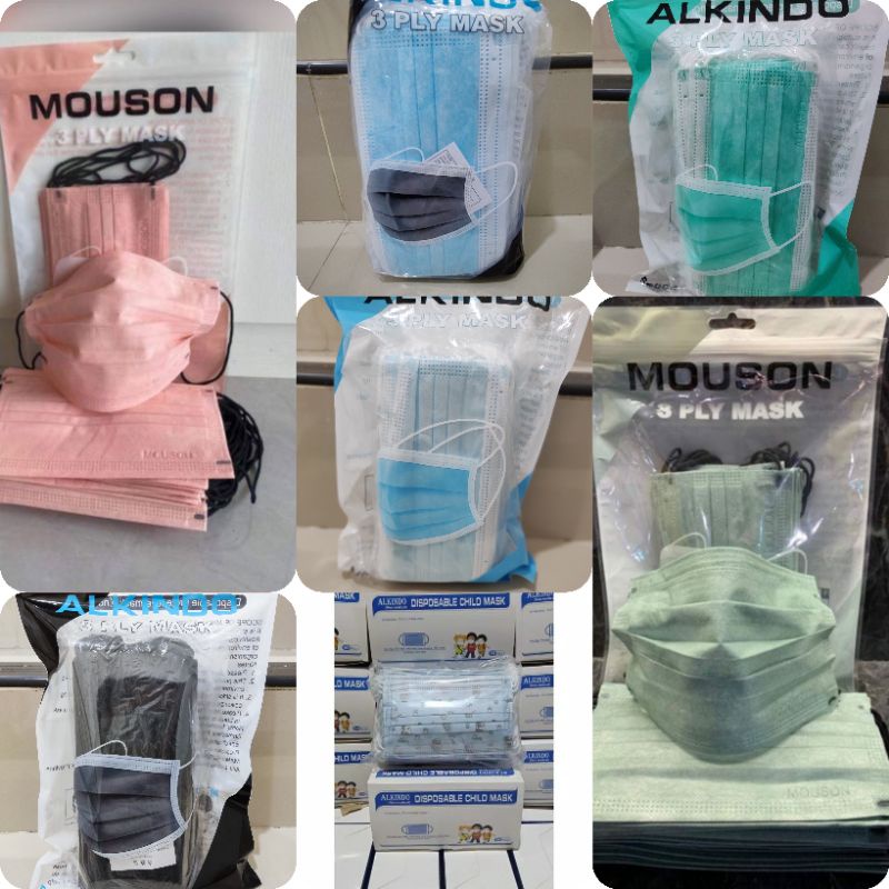 TERMURAH MASKER EARLOOP ALKINDO ANAK 3PLY / MASKER ALKINDO DEWASA 3PLY ISI 50PCS/MASKER MOUSON 3 PLY