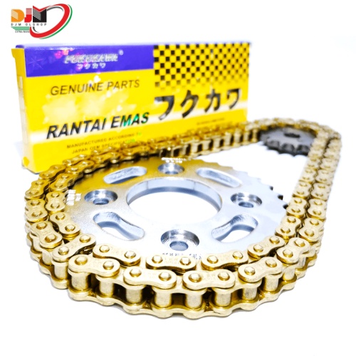 Gear Set Paket Rantai Emas Gold Jupiter Mx Satria Fu Supra X125 Blade Revo Smash Shogun125 Japan Oem