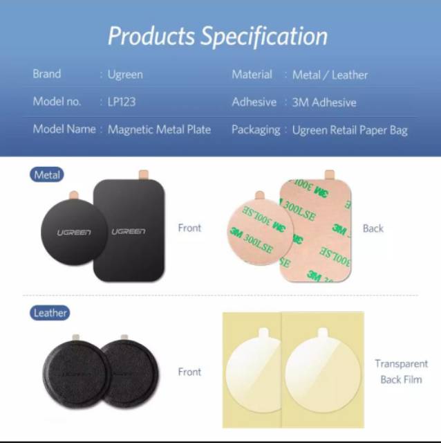 Ugreen Metal Plat Lempengan untuk Holder Magnetic Ugreen Plate for Holder Magnet