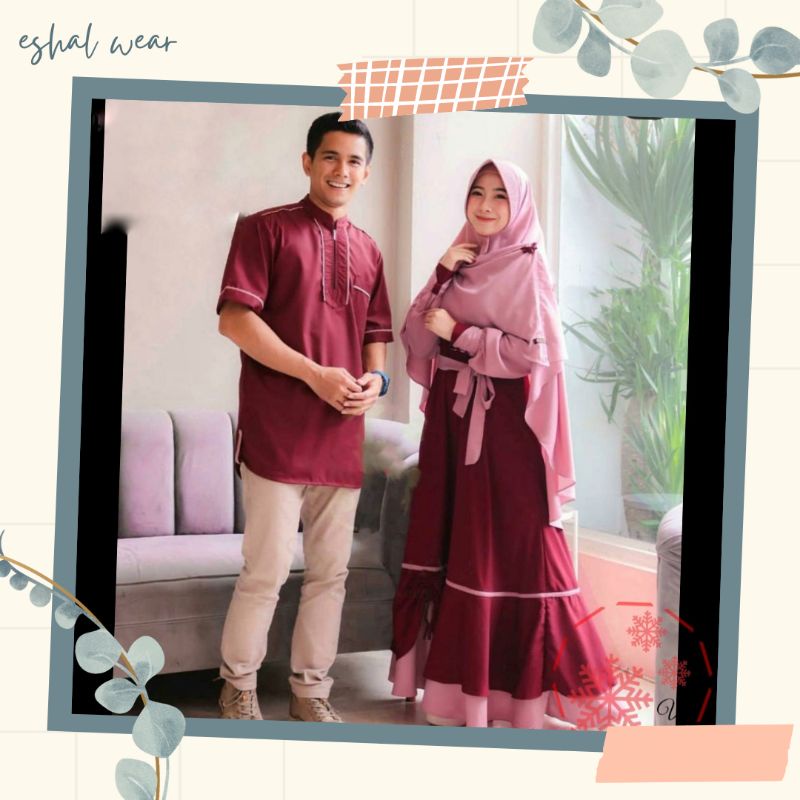 ESHAL WEAR DRESS MUSLIMAH BAJU PASANGAN GAMIS SYARI COUPLE ZAMI