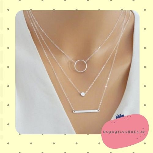 ★ODS★ FA46 Kalung Tingkat Ring Import Accessories Wanita korean kekinian