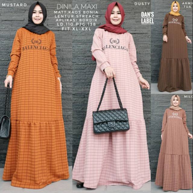 Dinila maxy / gamis / gamis ori solo/ gamis trendi