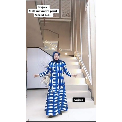 [Tanpa Hijab].Gamis nazwa Abaya motif biru arabia