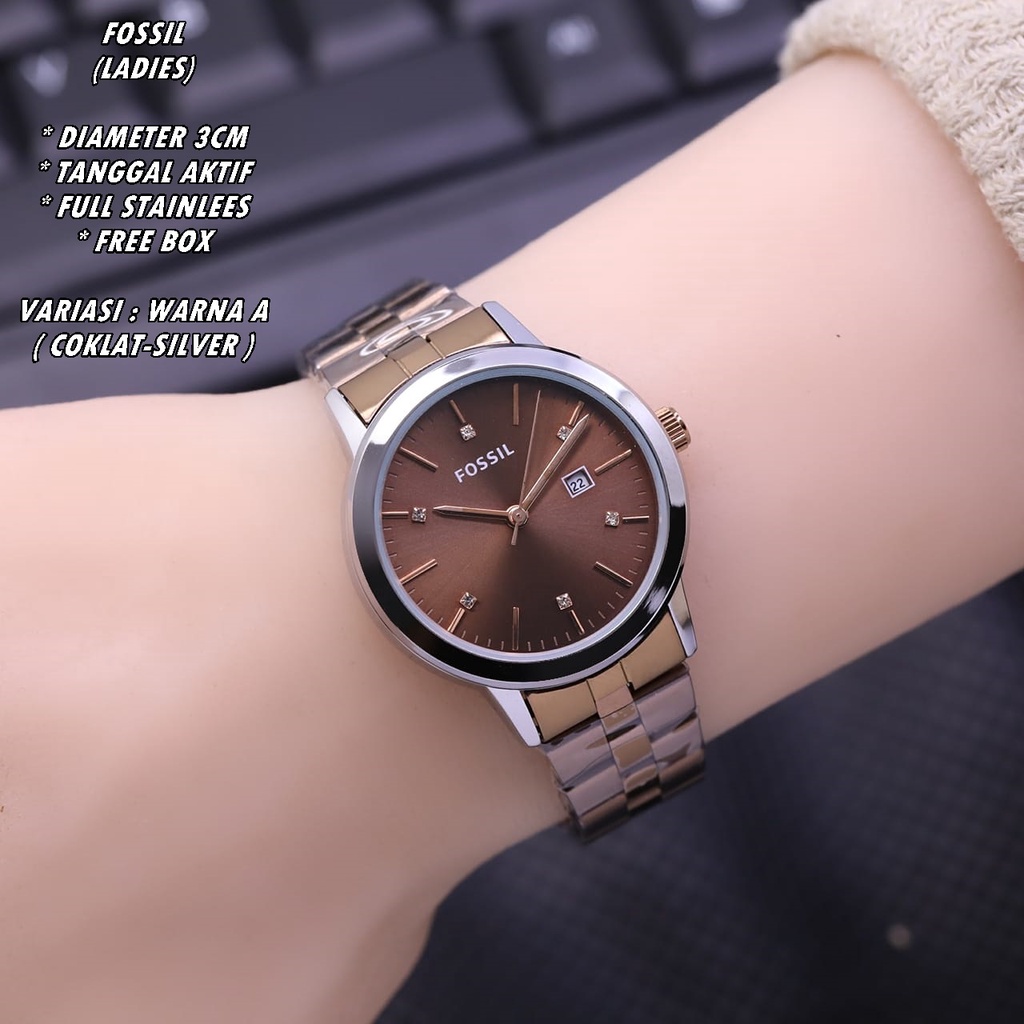 JAM TANGAN WANITA FASHION RANTAI BODY BULAT TANGGAL AKTIF