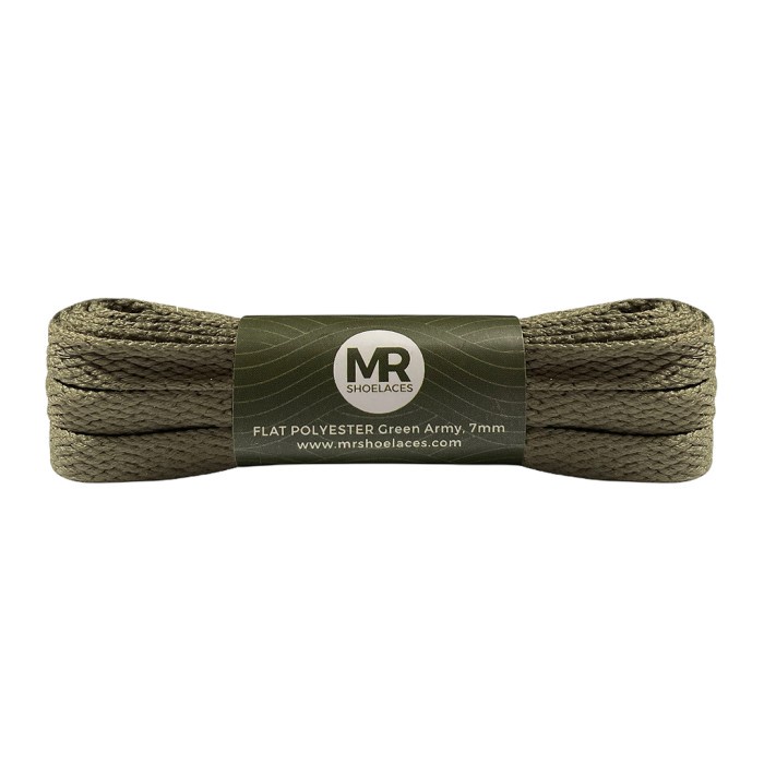 Original MR Shoelaces FP08 Green Army Tali Sepatu Pipih Flat 7mm 90cm-200cm Polyester Premium Shoelaces