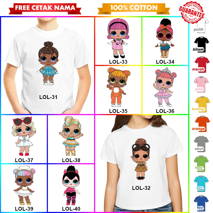 [FREE NAMA!!] Baju Kaos COUPLE  ANAK boneka LOL SURPRISE  BANYAK MOTIF