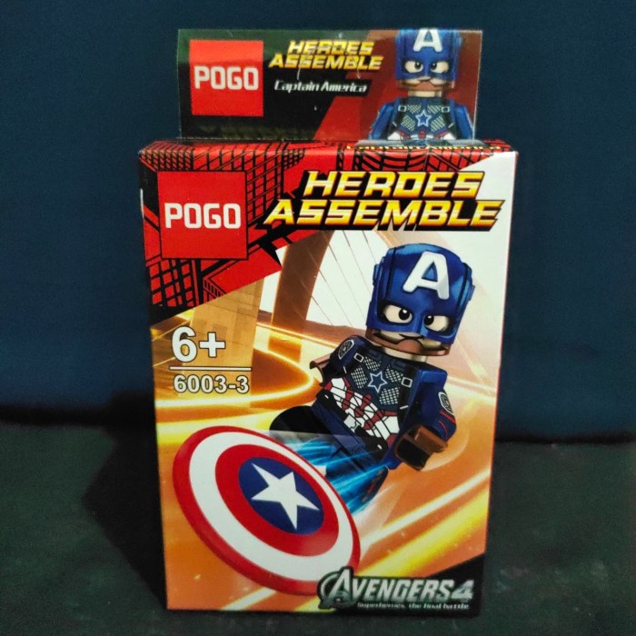 Minifigure Lego Brick POGO HEROES ASSEMBLE CAPTAIN AMERICA SY 60033