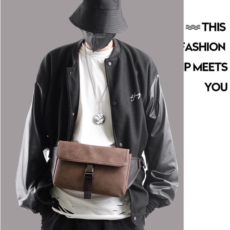 Tas Selempang Pria Kulit PU Tas Pria Jalan Waist Bag leather TP6699