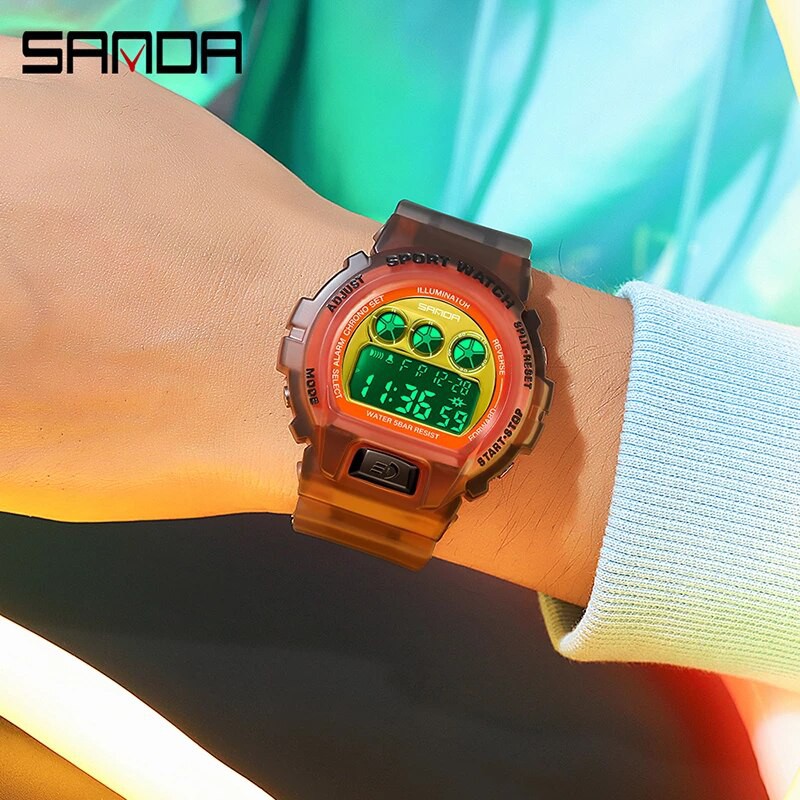 SANDA 2117 Jam Tangan Pria Digital Luminous Tali Rubber Shockproof Anti Air WATCHKITE WKOS