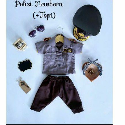 kostum polisi newborn, baju polisi newborn, kostum polwan newborn, baju polwan newborn