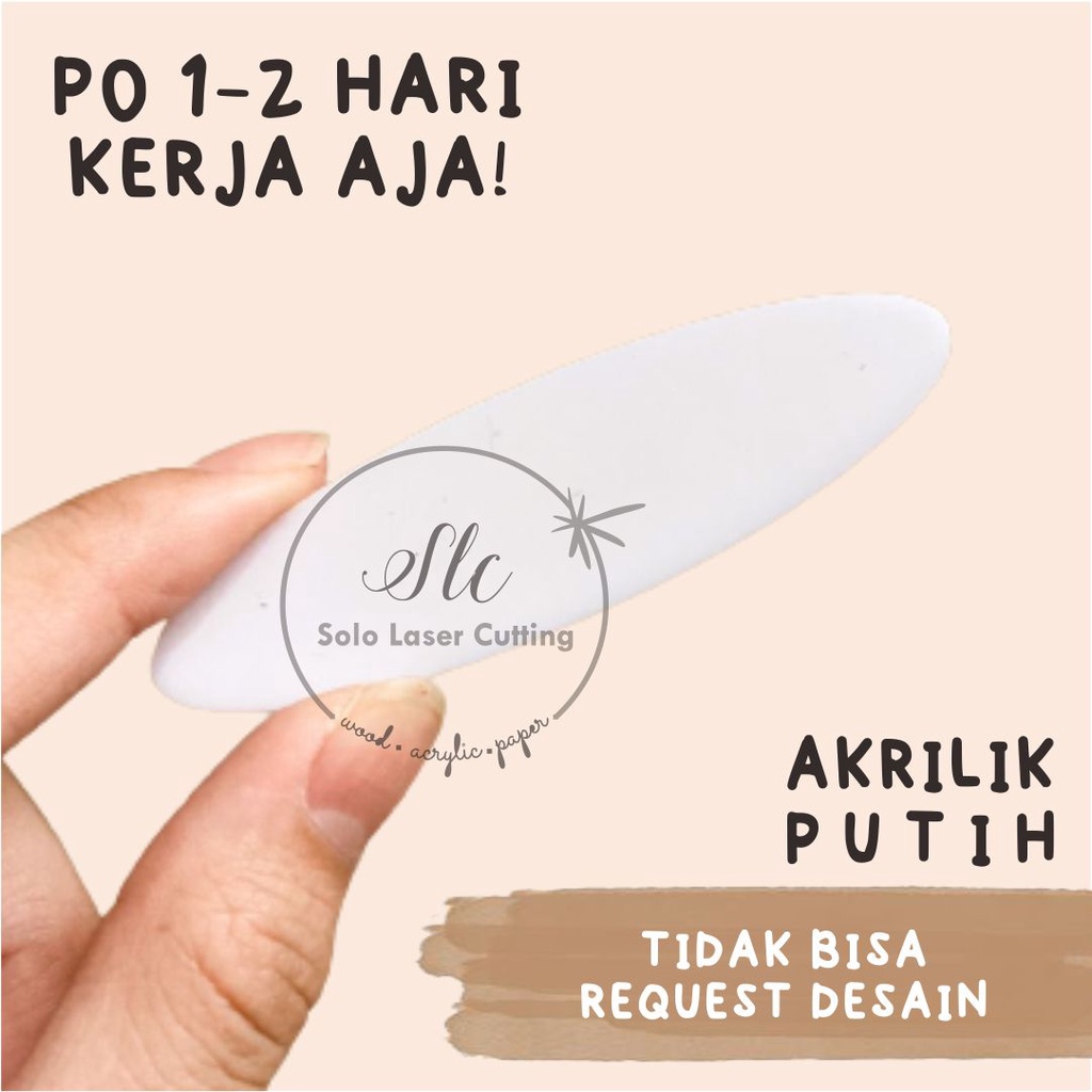 

Akrilik Oval 2x7mm Putih kapur tulang nametag nama dada pin, gantungan kunci acrylic oval bahan nametag name tag papan nama akrilik