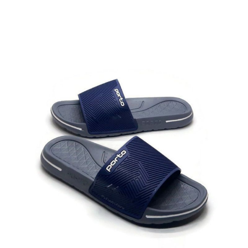 1041M - Sendal Kokop Karet Pria Dewasa Porto Motif Garis Size 39 - 44