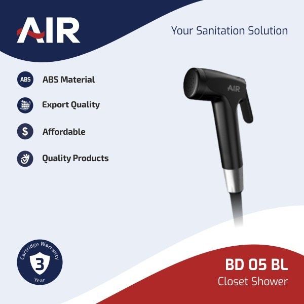 Jet Shower Toilet Hitam AIR DB05BL - JetShower Spray Bidet Shower Cebok Closet Kloset BLack /JS-05BL