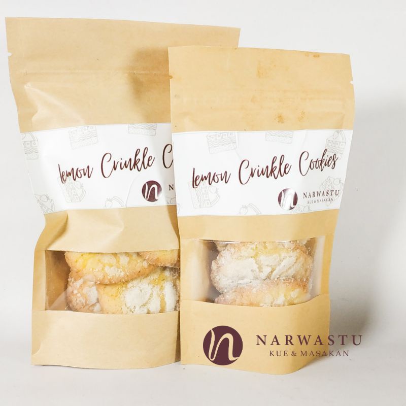 

NARWASTU Lemon Crinkle Cookies Craft Ziplock Size S dan M, Camilan Sehat dg Bahan Premium, Homemade with Love