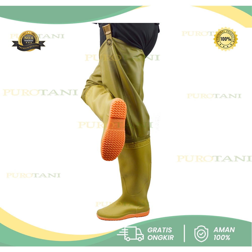 Sepatu Boots Sawah Anti Keong Premium Quality Sepatu Tani Sepatu Boot sawah Ladang Nelayan Kebun Mancing sepaha tinggi 80 cm Oranye