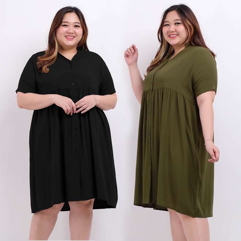 Midi Dress Korea Jumbo LD 120 Baju Dress Wanita Big Size XXXL